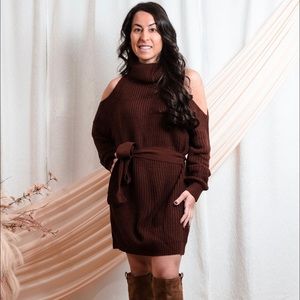Open Shoulder Sweater Dress
